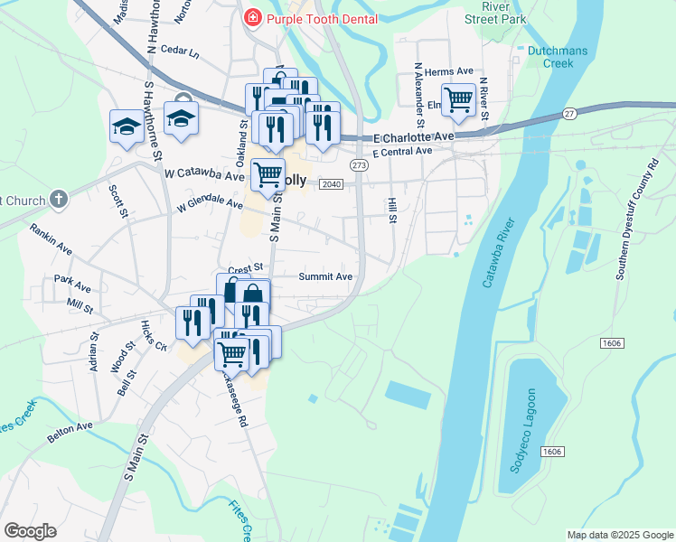 map of restaurants, bars, coffee shops, grocery stores, and more near 221 Summit Avenue in Mount Holly