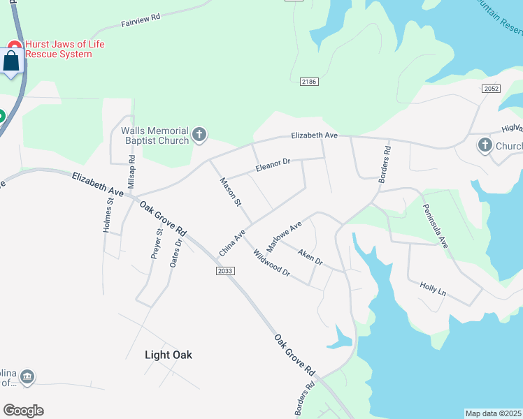 map of restaurants, bars, coffee shops, grocery stores, and more near 2309 China Avenue in Shelby