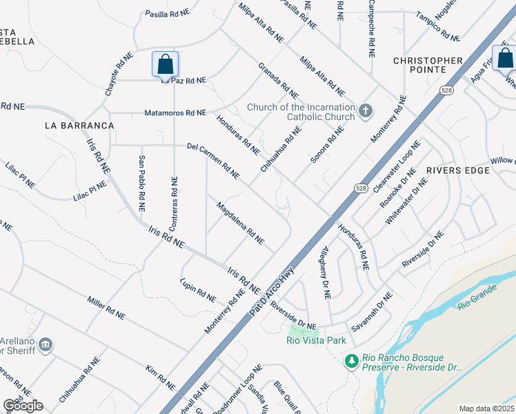 map of restaurants, bars, coffee shops, grocery stores, and more near 6412 Del Carmen Road Northeast in Rio Rancho