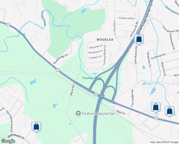 map of restaurants, bars, coffee shops, grocery stores, and more near 2363 Crosscut Drive in Charlotte
