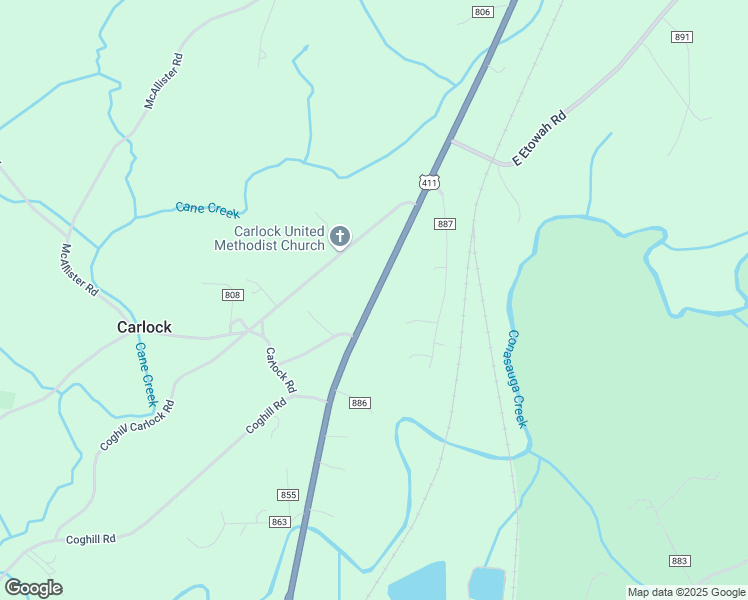 map of restaurants, bars, coffee shops, grocery stores, and more near 2017 U.S. 411 in Etowah