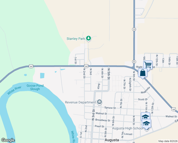 map of restaurants, bars, coffee shops, grocery stores, and more near 904 North 2nd Street in Augusta