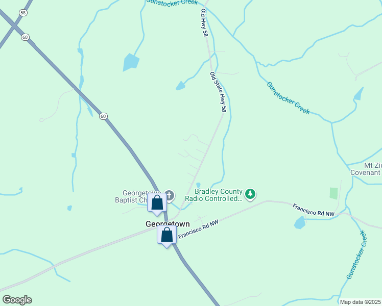 map of restaurants, bars, coffee shops, grocery stores, and more near 3000 Old State Highway 58 in Georgetown