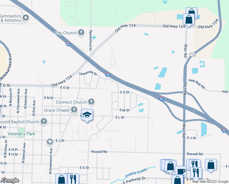 map of restaurants, bars, coffee shops, grocery stores, and more near 1405 North Nashville Avenue in Russellville