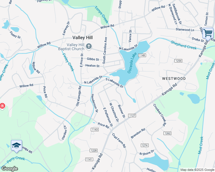 map of restaurants, bars, coffee shops, grocery stores, and more near 1919 Old South Carolina Avenue in Hendersonville