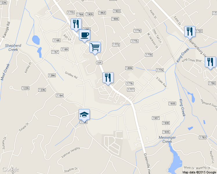 map of restaurants, bars, coffee shops, grocery stores, and more near 1503 Greenville Highway in Hendersonville