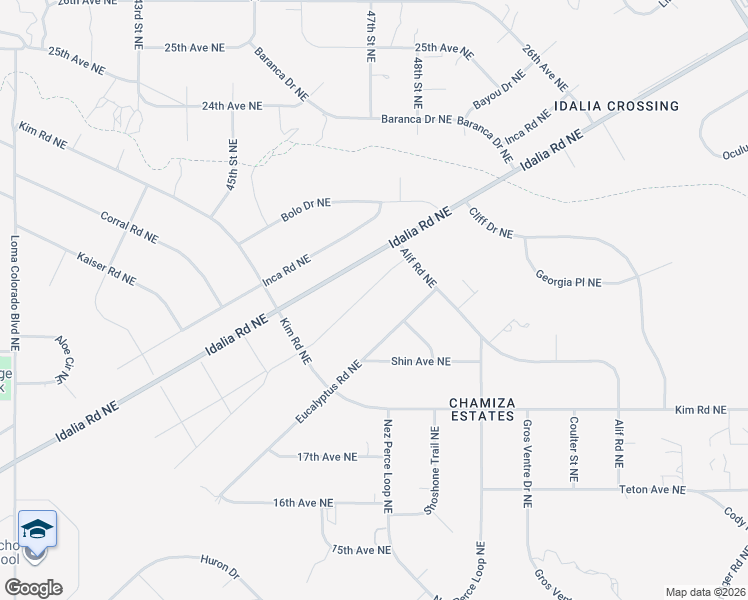 map of restaurants, bars, coffee shops, grocery stores, and more near 2029 Eucalyptus Road Northeast in Rio Rancho