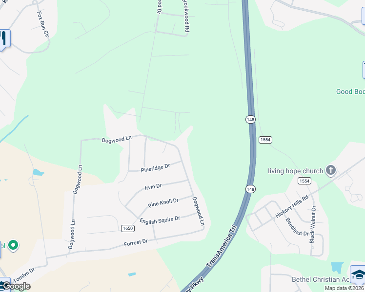 map of restaurants, bars, coffee shops, grocery stores, and more near 2193 Dogwood Lane in Kinston