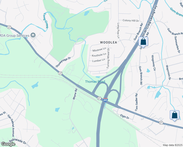 map of restaurants, bars, coffee shops, grocery stores, and more near 2721 Grain Mill Lane in Charlotte