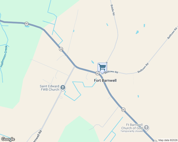 map of restaurants, bars, coffee shops, grocery stores, and more near 9462 North Carolina 55 in Dover