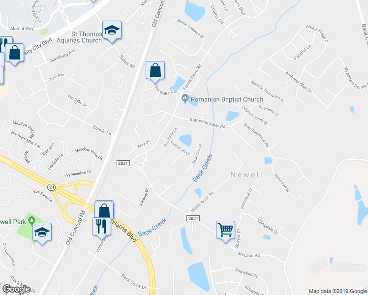 map of restaurants, bars, coffee shops, grocery stores, and more near in Charlotte