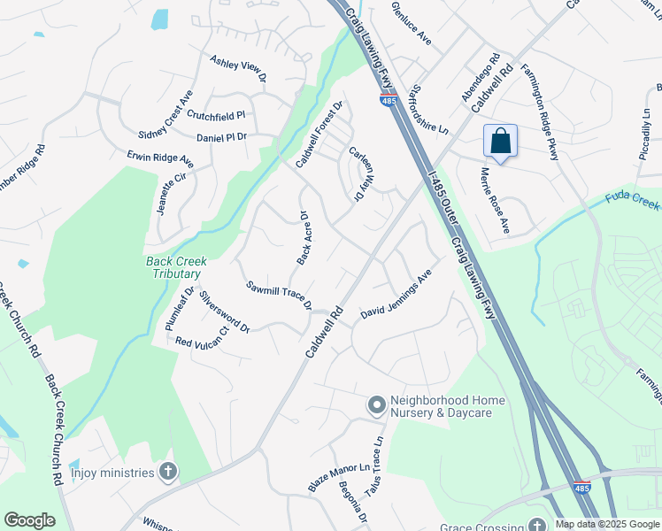 map of restaurants, bars, coffee shops, grocery stores, and more near 13410 Ada Court in Charlotte