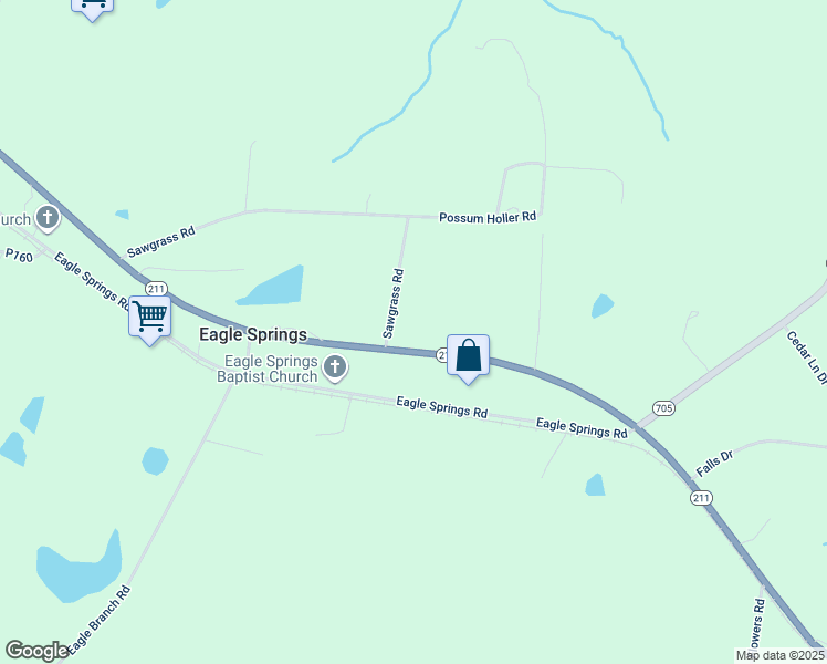 map of restaurants, bars, coffee shops, grocery stores, and more near 585 Sawgrass Road in Eagle Springs