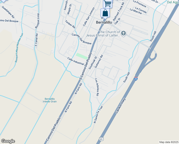 map of restaurants, bars, coffee shops, grocery stores, and more near 1540 Southoak Street in Bernalillo
