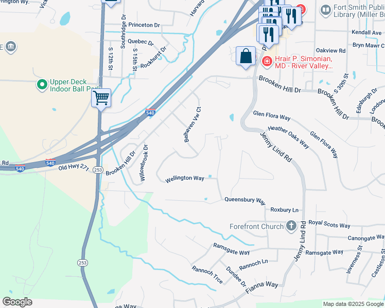 map of restaurants, bars, coffee shops, grocery stores, and more near 1801 Bramble Brae in Fort Smith