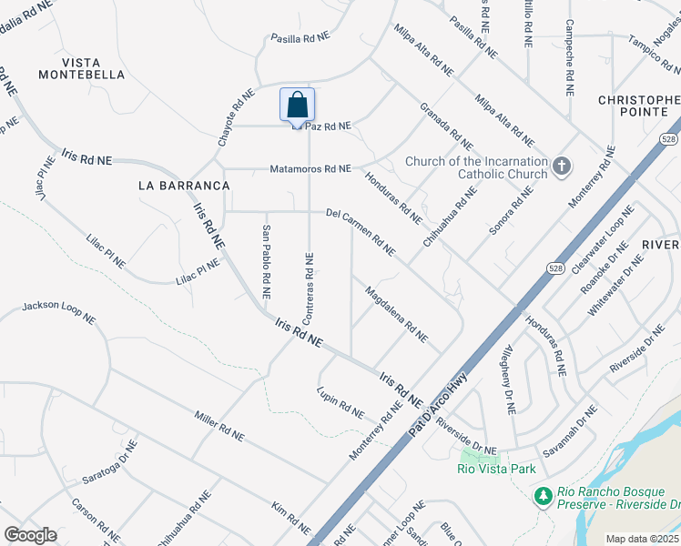 map of restaurants, bars, coffee shops, grocery stores, and more near 2113 Santa Ana Road Northeast in Rio Rancho