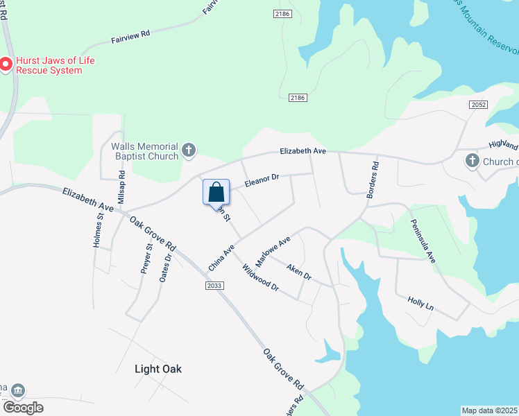 map of restaurants, bars, coffee shops, grocery stores, and more near 2400 Eleanor Drive in Shelby
