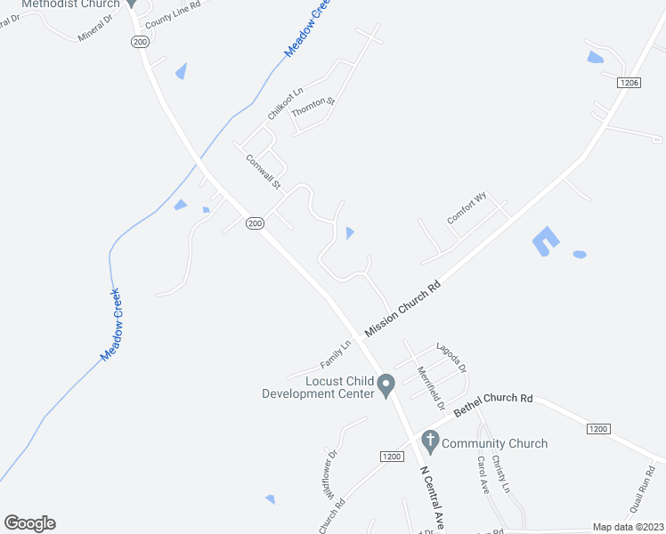 map of restaurants, bars, coffee shops, grocery stores, and more near 304 Whispering Hills Drive in Locust