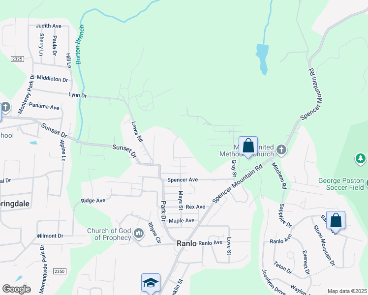 map of restaurants, bars, coffee shops, grocery stores, and more near 112 Duff Street in Gastonia