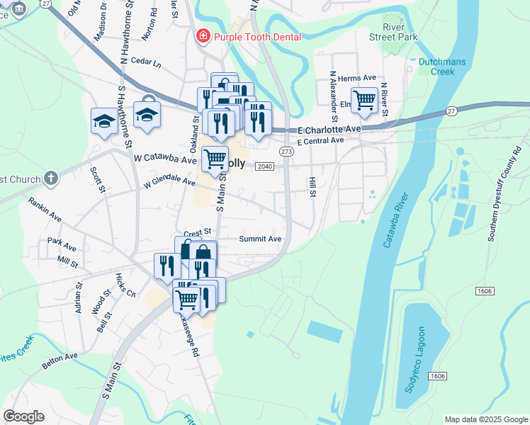 map of restaurants, bars, coffee shops, grocery stores, and more near 206 East Glendale Avenue in Mount Holly