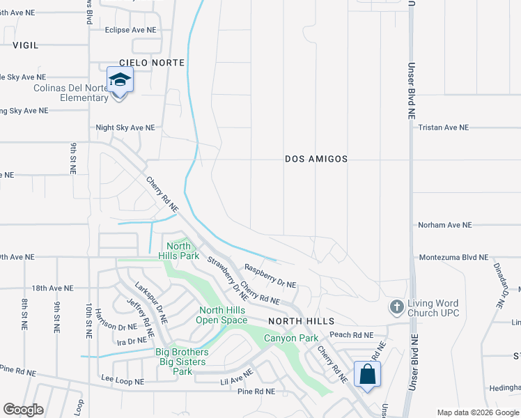 map of restaurants, bars, coffee shops, grocery stores, and more near Engle Drive Northeast in Rio Rancho