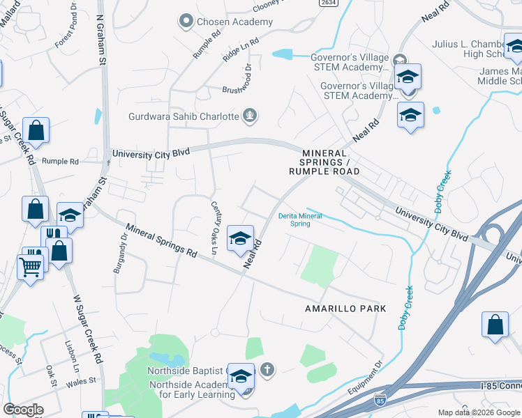 map of restaurants, bars, coffee shops, grocery stores, and more near in Charlotte