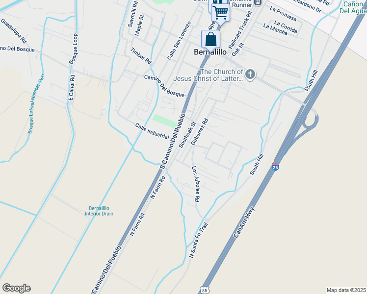 map of restaurants, bars, coffee shops, grocery stores, and more near 1540 Southoak Street in Bernalillo