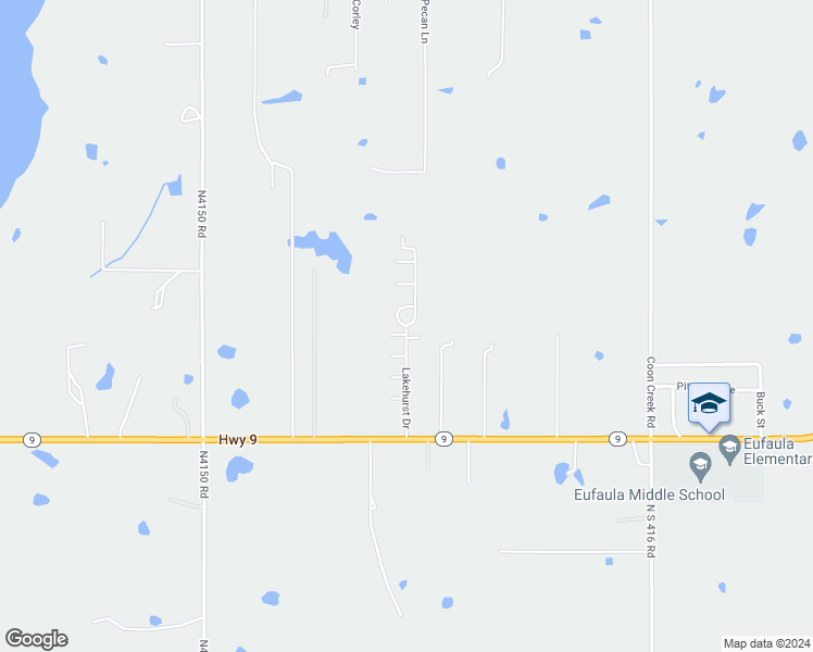map of restaurants, bars, coffee shops, grocery stores, and more near Lakehurst Drive in Eufaula