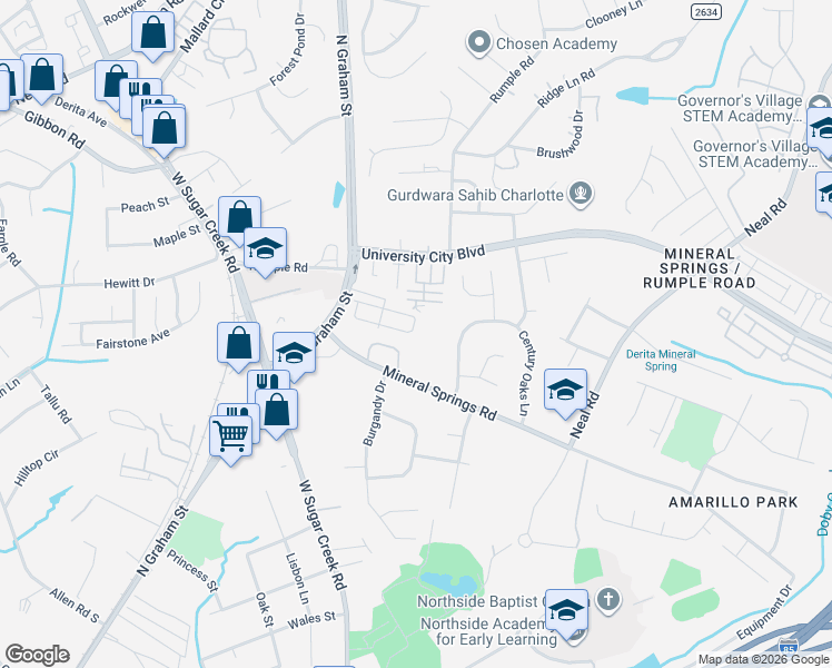 map of restaurants, bars, coffee shops, grocery stores, and more near in Charlotte