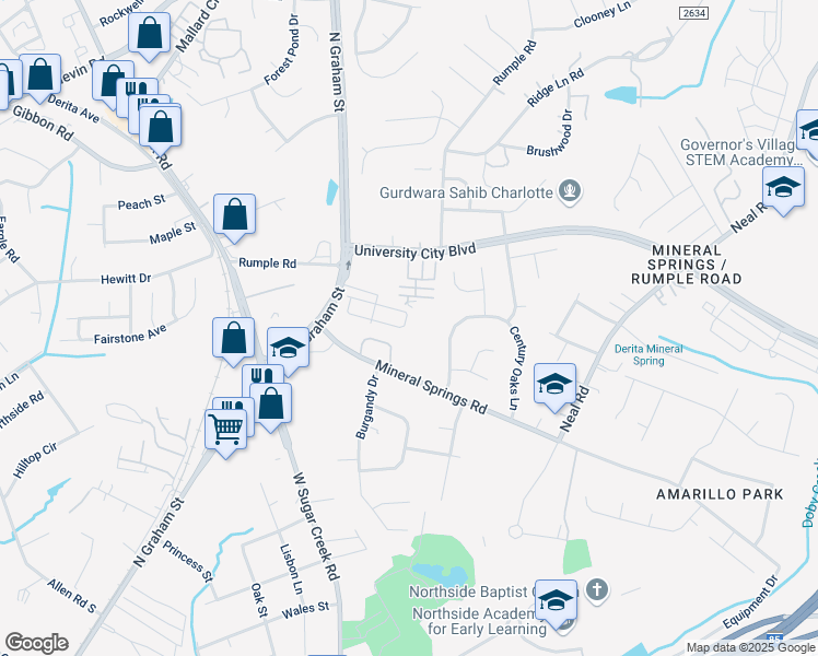 map of restaurants, bars, coffee shops, grocery stores, and more near 7088 Somerset Springs Drive in Charlotte