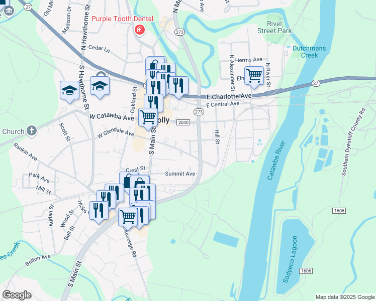 map of restaurants, bars, coffee shops, grocery stores, and more near 223 East Glendale Avenue in Mount Holly