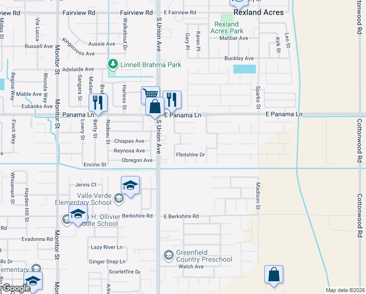 map of restaurants, bars, coffee shops, grocery stores, and more near 305 Calderdale Drive in Bakersfield