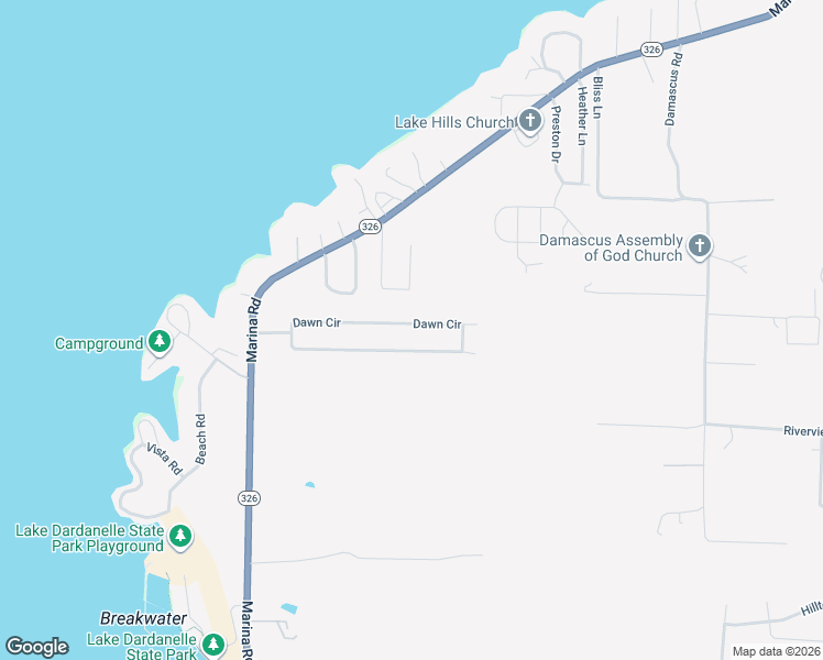 map of restaurants, bars, coffee shops, grocery stores, and more near 128 Dawn Cir in Russellville