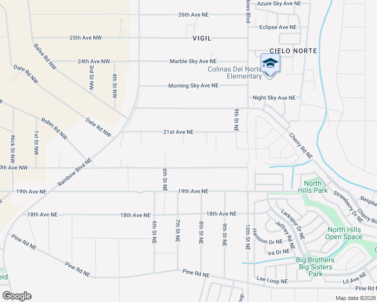 map of restaurants, bars, coffee shops, grocery stores, and more near 7th Street Northeast in Rio Rancho