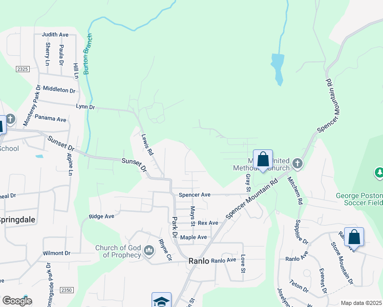 map of restaurants, bars, coffee shops, grocery stores, and more near 112 Duff Street in Gastonia