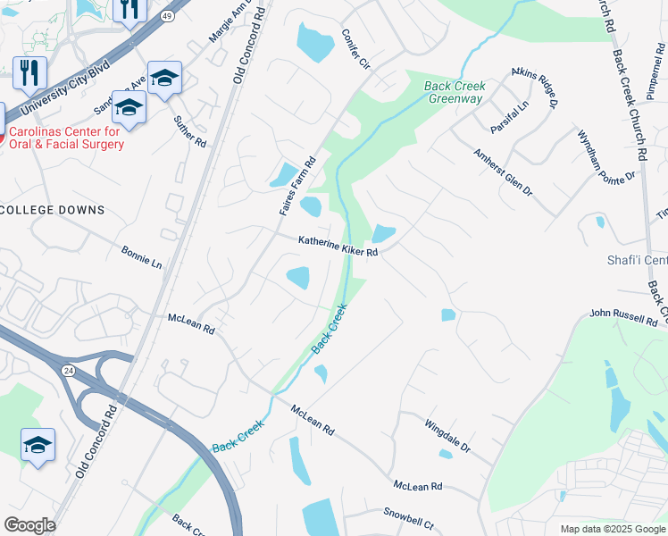 map of restaurants, bars, coffee shops, grocery stores, and more near 9500 Charolais Lane in Charlotte
