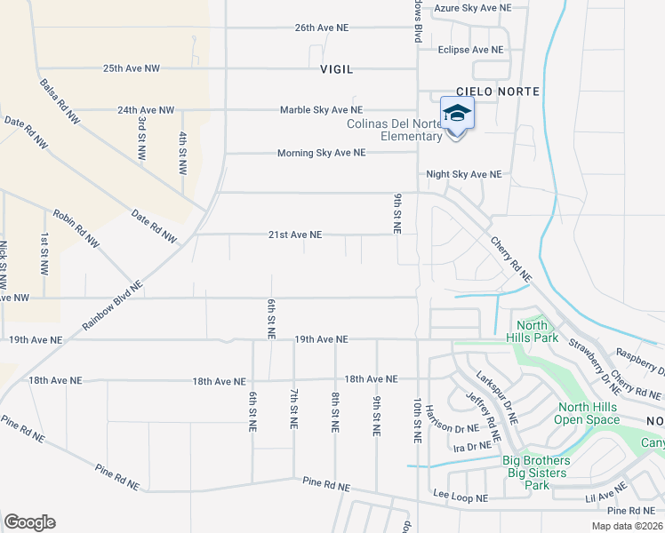 map of restaurants, bars, coffee shops, grocery stores, and more near 8th Street Northeast in Rio Rancho