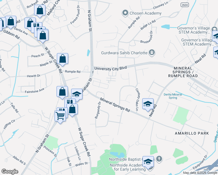 map of restaurants, bars, coffee shops, grocery stores, and more near 7088 Somerset Springs Drive in Charlotte