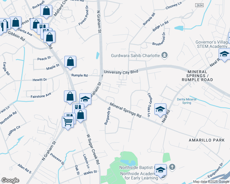 map of restaurants, bars, coffee shops, grocery stores, and more near 7088 Somerset Springs Drive in Charlotte