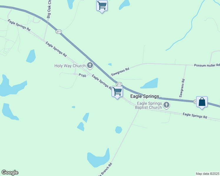 map of restaurants, bars, coffee shops, grocery stores, and more near Eagle Springs Road in Eagle Springs