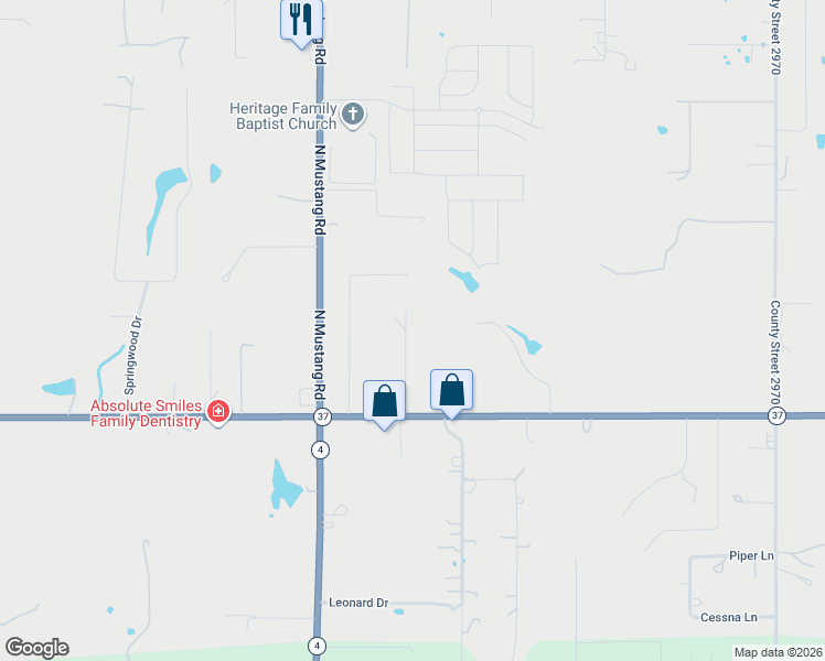 map of restaurants, bars, coffee shops, grocery stores, and more near 121 Fawn in Tuttle