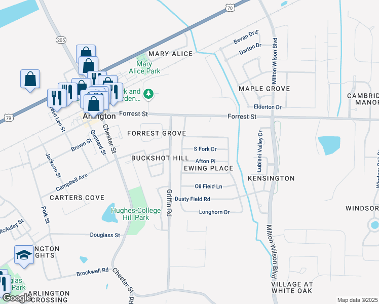 map of restaurants, bars, coffee shops, grocery stores, and more near 12260 Afton Place in Arlington