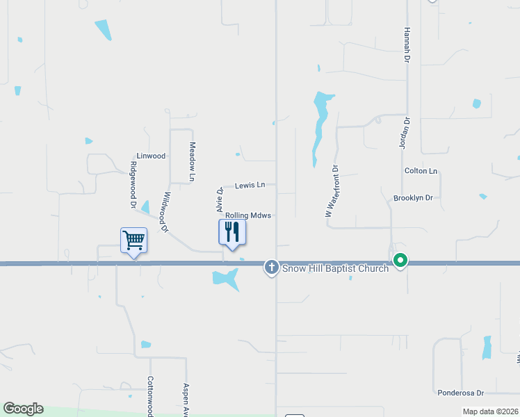 map of restaurants, bars, coffee shops, grocery stores, and more near 6909 Rolling Meadows in Tuttle