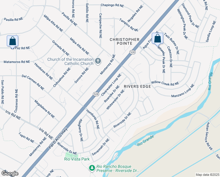 map of restaurants, bars, coffee shops, grocery stores, and more near 1924 Clearwater Loop Northeast in Rio Rancho