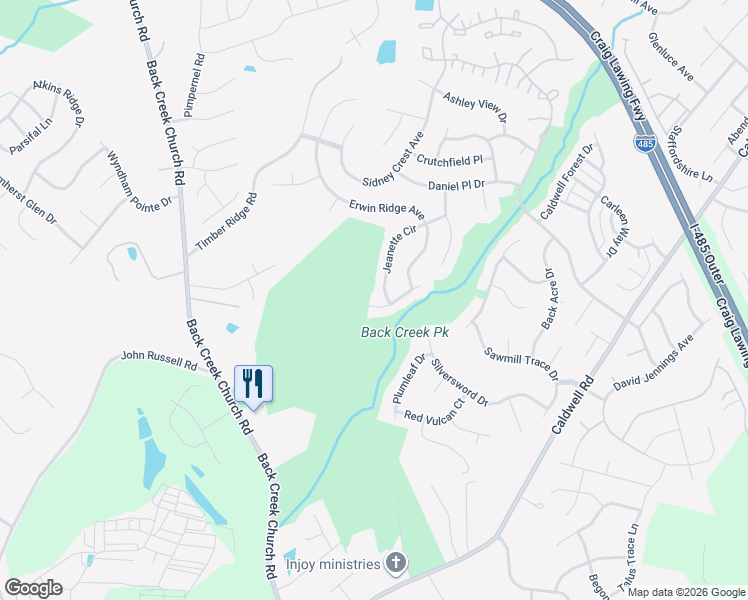 map of restaurants, bars, coffee shops, grocery stores, and more near 2719 Swansong Lane in Charlotte
