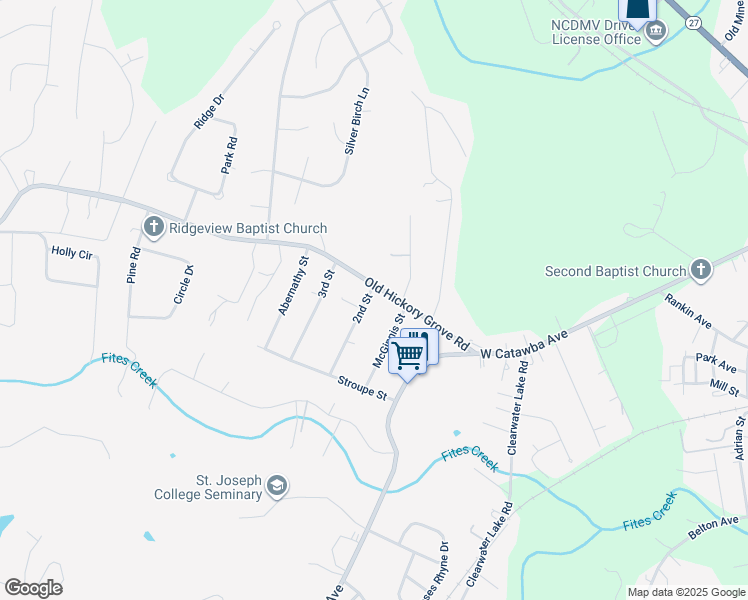 map of restaurants, bars, coffee shops, grocery stores, and more near 1109 Old Hickory Grove Road in Mount Holly