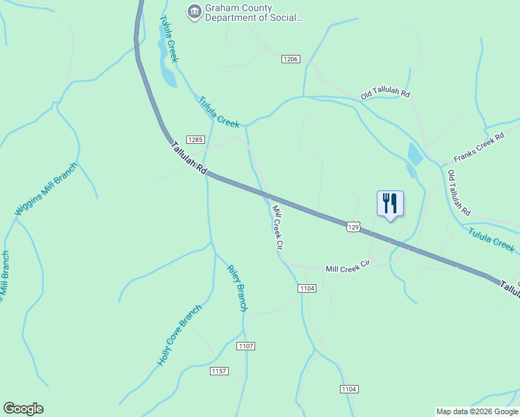 map of restaurants, bars, coffee shops, grocery stores, and more near 2178 Tallulah Road in Robbinsville