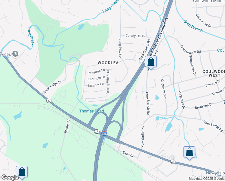 map of restaurants, bars, coffee shops, grocery stores, and more near 1722 Ledson Court in Charlotte