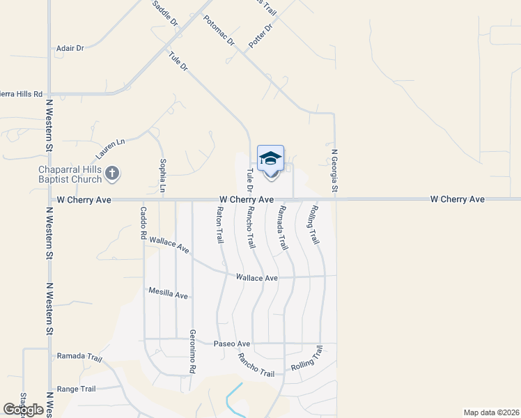 map of restaurants, bars, coffee shops, grocery stores, and more near 104 Ramada Trail in Amarillo