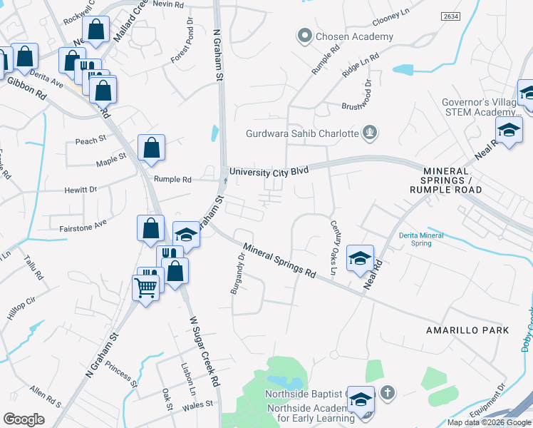 map of restaurants, bars, coffee shops, grocery stores, and more near in Charlotte